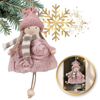 Vianočný plyšový anjel na zavesenie, 15 cm