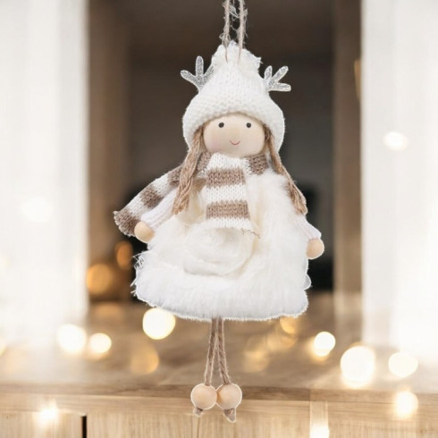 Vánoční plyšový anděl na zavěšení, 15 cm