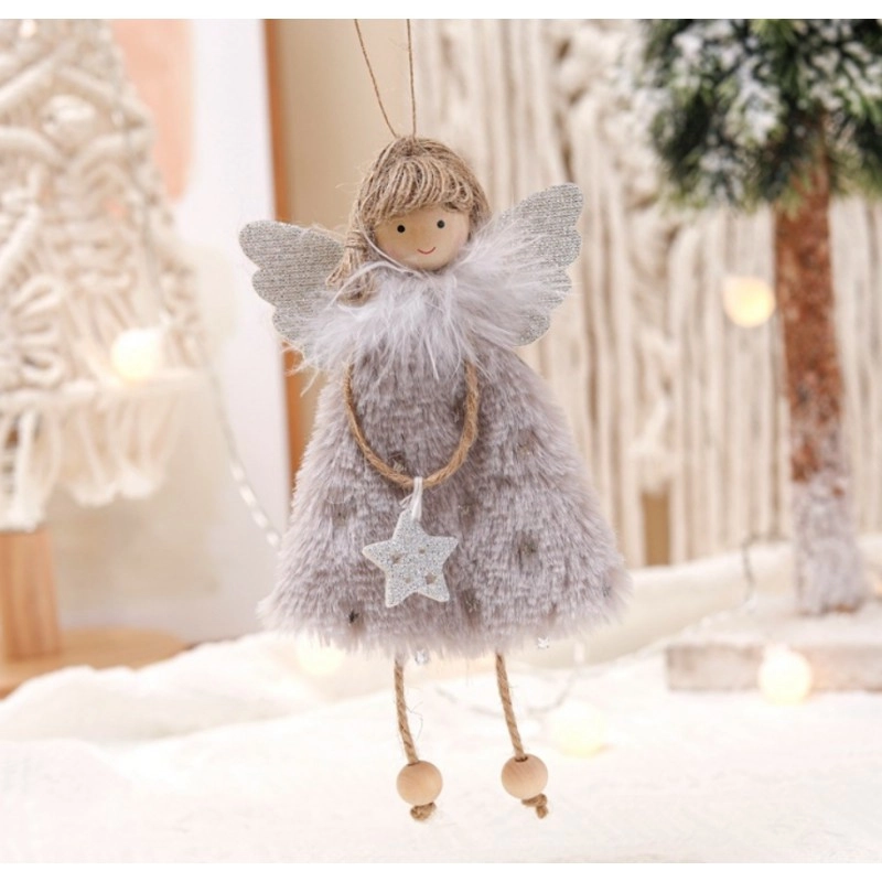 Vianočný plyšový anjel s hviezdou, 21 cm