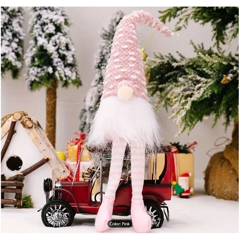 Vianočný plyšový škriatok 34,5 cm, ružový