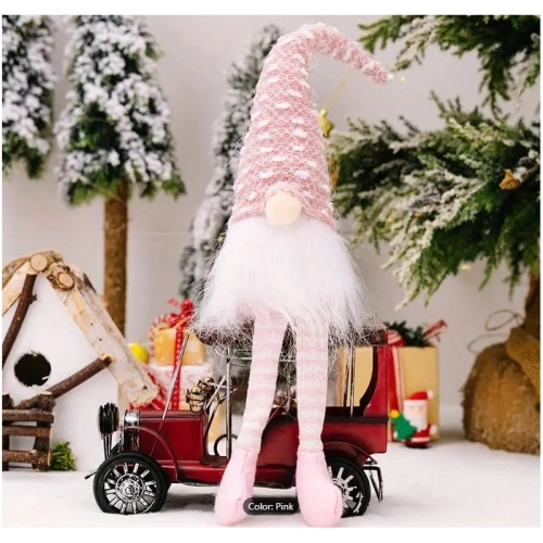 Vianočný plyšový škriatok 34,5 cm, ružový