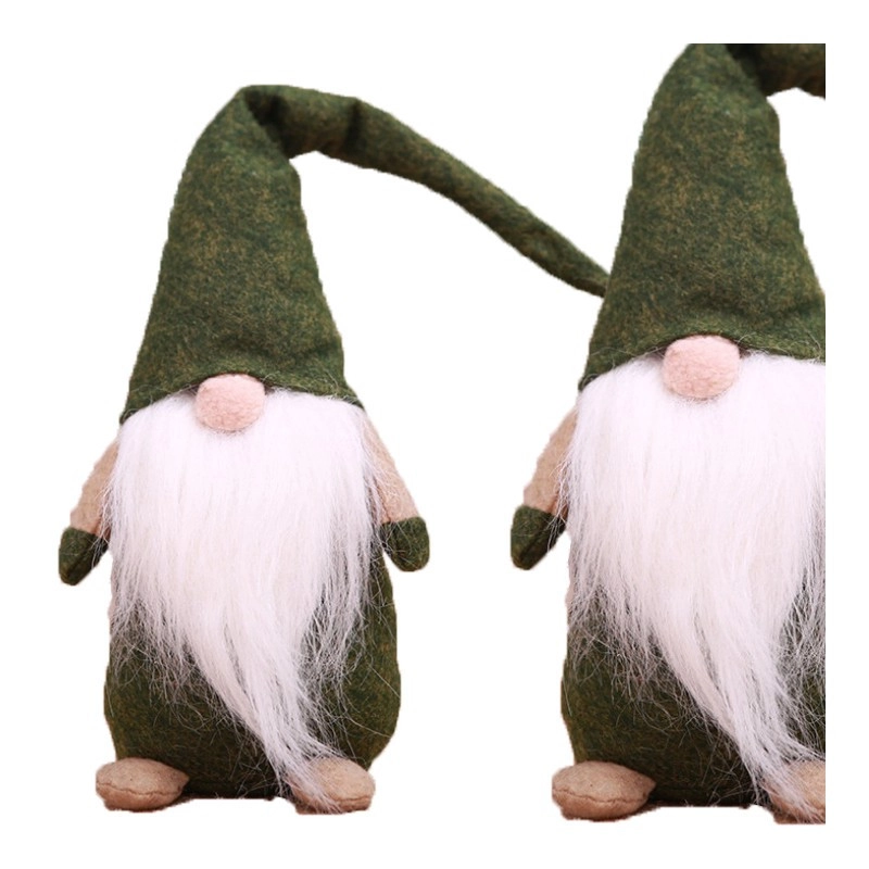 Vianočný plyšový stojaci trpaslík - zelený, 44 cm