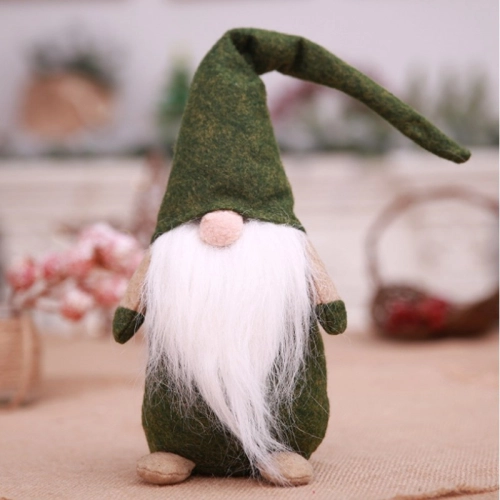 Vianočný plyšový stojaci trpaslík - zelený, 44 cm