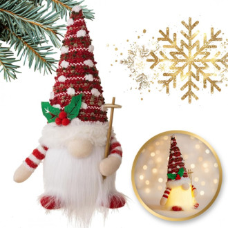 Vianočný škriatok LED lampa 14 x 28 cm, červený