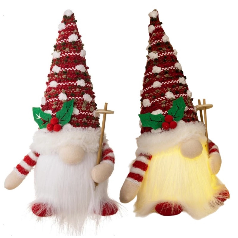 Vianočný škriatok LED lampa 14 x 28 cm, červený