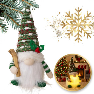 Vianočný škriatok LED lampa 14 x 28 cm, zelený