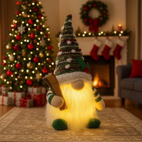 Vianočný škriatok LED lampa 14 x 28 cm, zelený