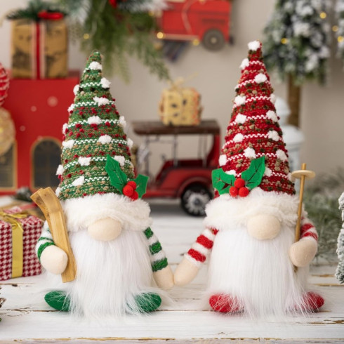 Vianočný škriatok LED lampa 14 x 28 cm, zelený