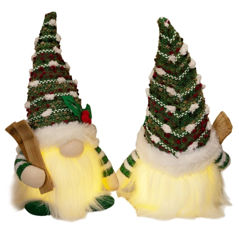 Vianočný škriatok LED lampa 14 x 28 cm, zelený