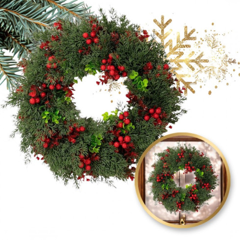 Vánoční věnec na dveře, průměr 45 cm