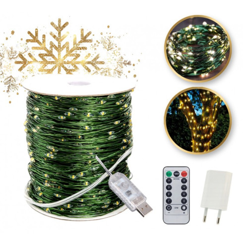 Venkovní vánoční osvětlení 500 LED USB, teplá bílá, 50 m