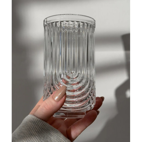 Vysoký rebrovaný pohár z hrubého skla, 420 ml, 1 ks