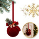 Sametová vánoční dekorace koule s mašlí 22 cm, bordó