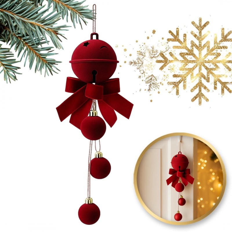 Zamatová vianočná ozdoba bordová roľnička, 34 cm