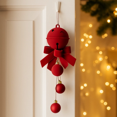 Zamatová vianočná ozdoba bordová roľnička, 34 cm