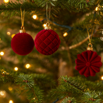 Zamatové vianočné ozdoby 48 ks, bordové