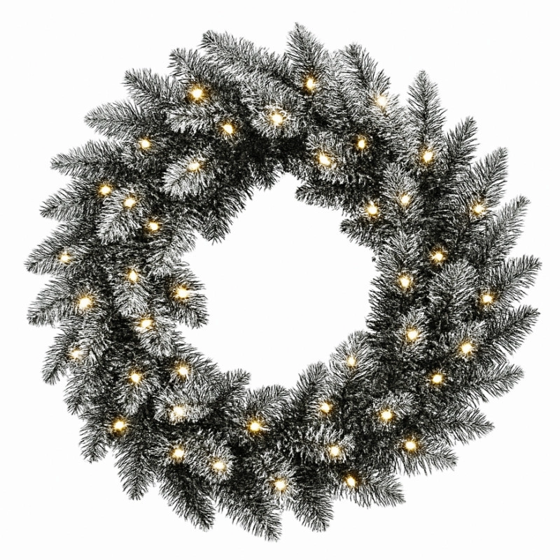 Zasnežený vianočný veniec na dvere 50 cm, 50 LED