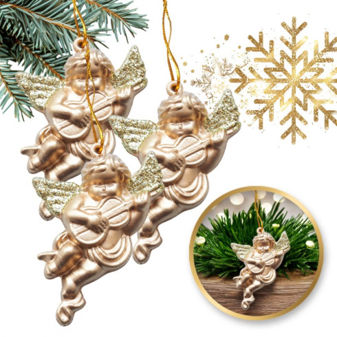 Závěsní vánoční zlatí andílci, 3 ks