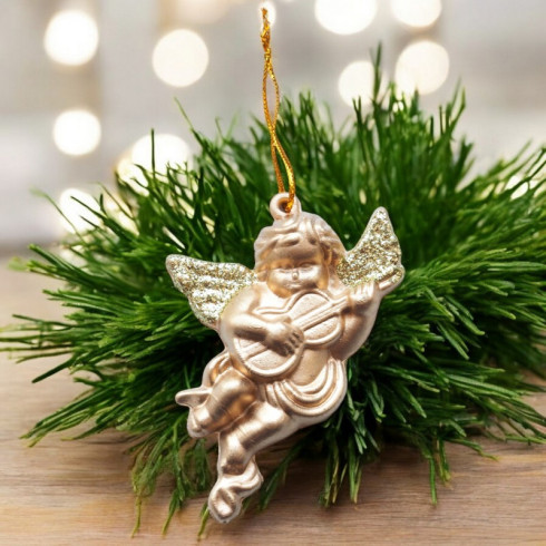 Závěsní vánoční zlatí andílci, 3 ks