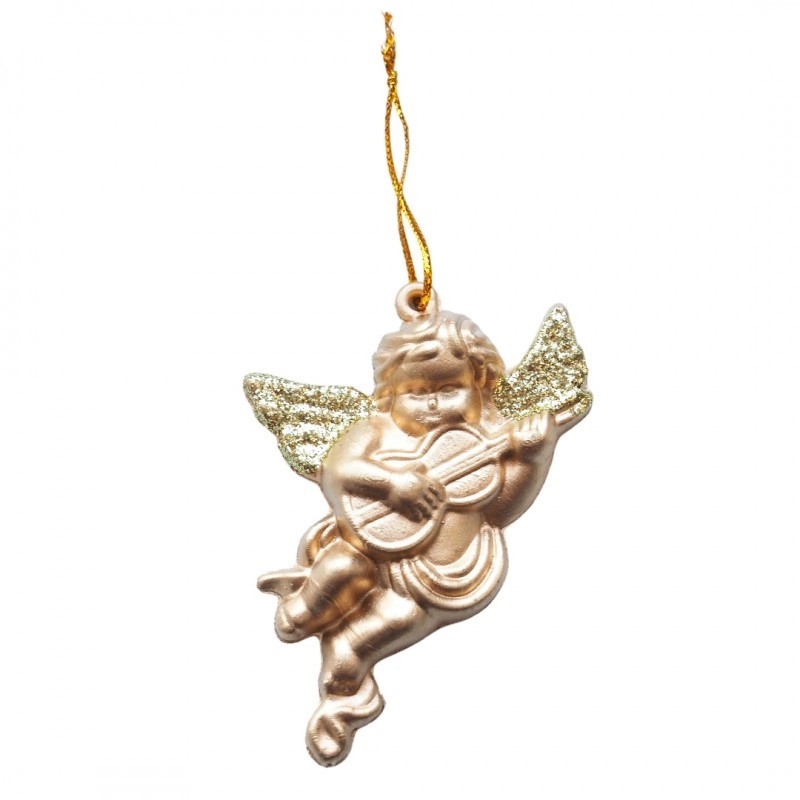 Závesné vianočné zlaté anjeliky, 3ks