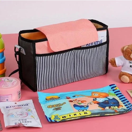 Závěsný organizér na kočárek - univerzální růžový