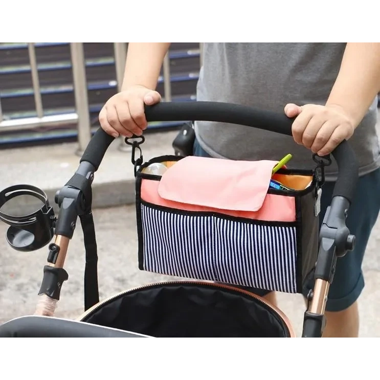 Závěsný organizér na kočárek - univerzální růžový