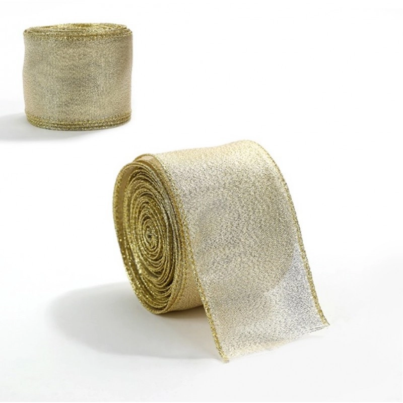 Zlatá vianočná stuha, 6,3 cm × 2 m