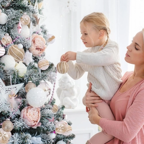 Zlaté vianočné gule 9 ks, priemer 7 cm