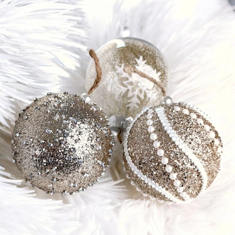 Zlaté vianočné gule 9 ks, priemer 7 cm