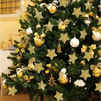 Zlaté vánoční ozdoby ve tvaru hvězdy, 4 ks