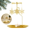 Zlatý vianočný kovový svietnik s vločkami, 17,8 × 18,5 cm