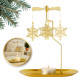 Zlatý vánoční kovový svícen s vločkami, 17,8 × 18,5 cm