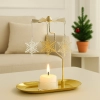 Zlatý vianočný kovový svietnik s vločkami, 17,8 × 18,5 cm
