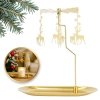 Zlatý vianočný kovový svietnik so sobmi, 17,8 × 18,5 cm