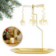 Zlatý vianočný kovový svietnik so sobmi, 17,8 × 18,5 cm
