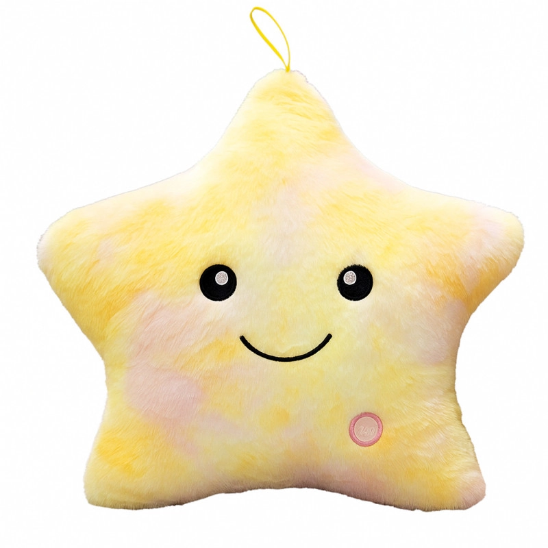 Žltý ombré LED vankúš Hviezda, 40 × 35 cm