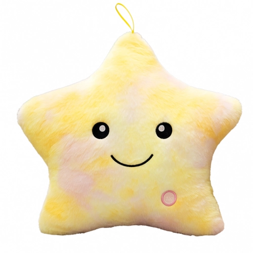 Žlutý ombré LED polštář Hvězda, 40 × 35 cm