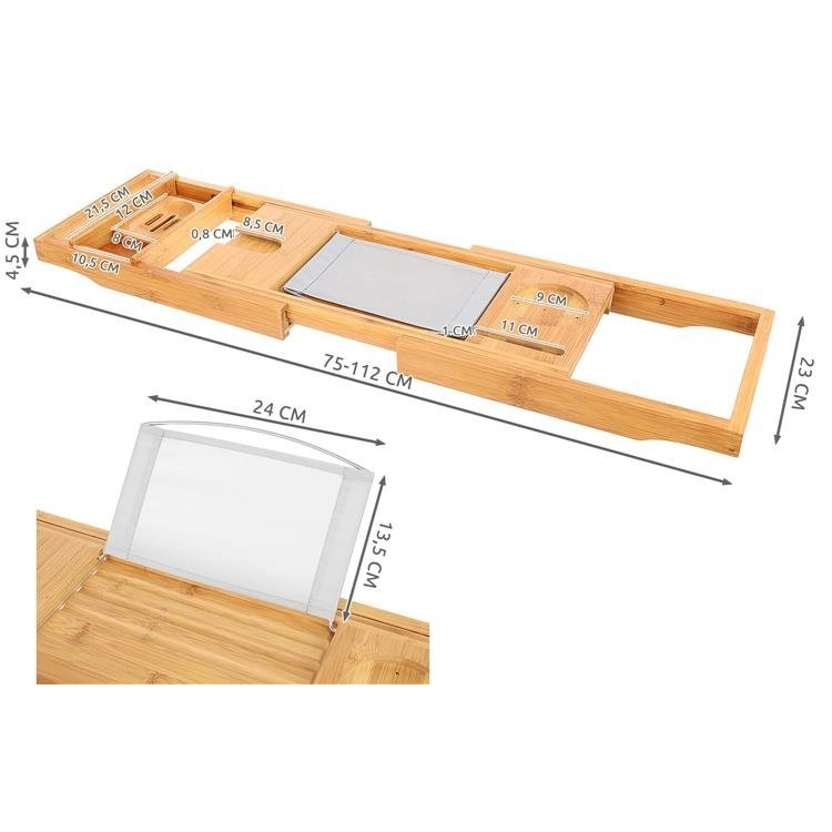 Bambusový podnos na vaňu 75-112 cm