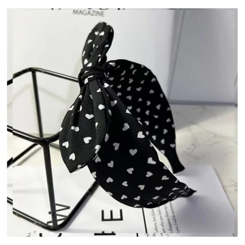 Čelenka do vlasov - čierna so srdiečkami