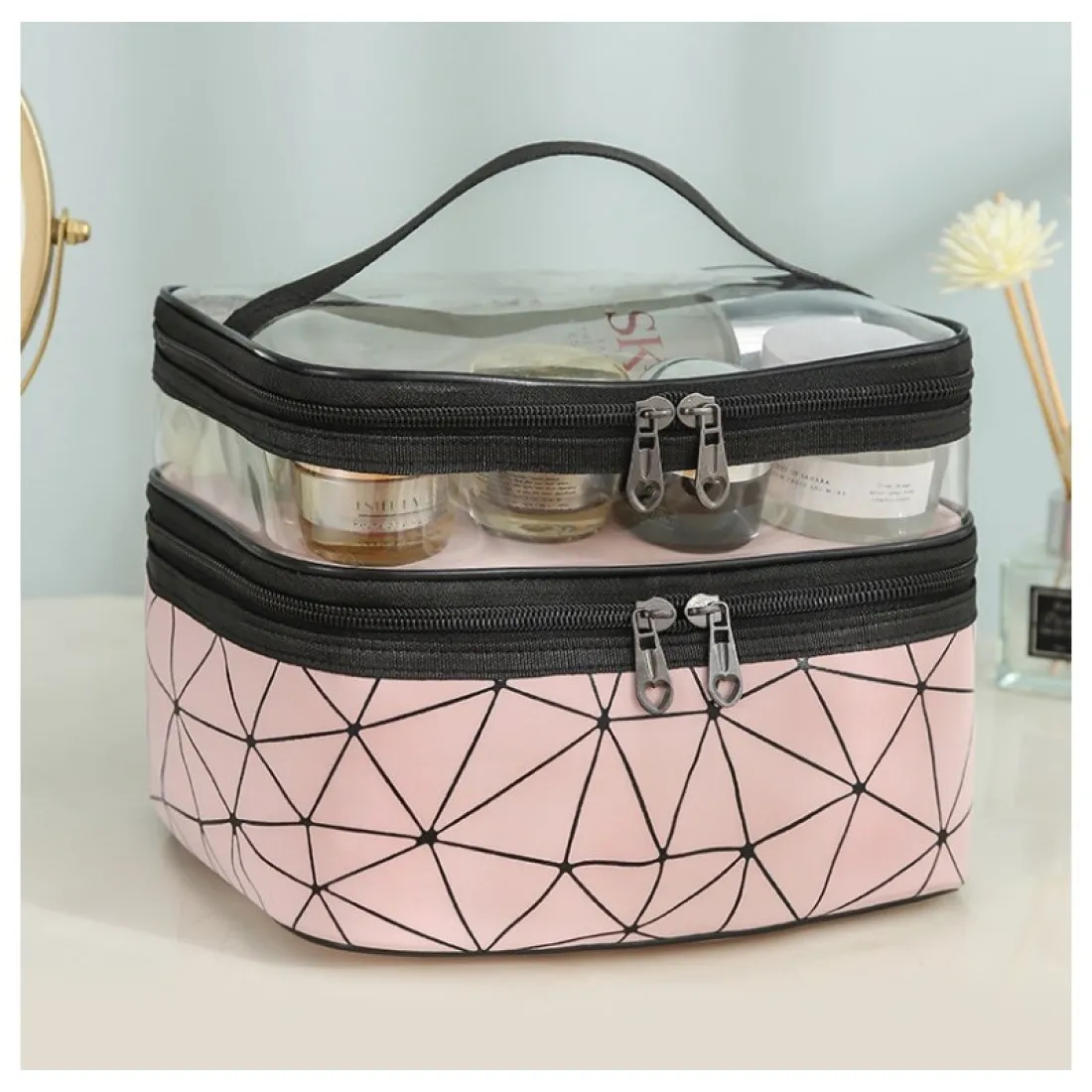 Cestovná taška - organizér na kozmetiku, ružový