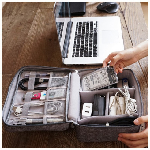 Cestovní organizér na elektroniku - modrý