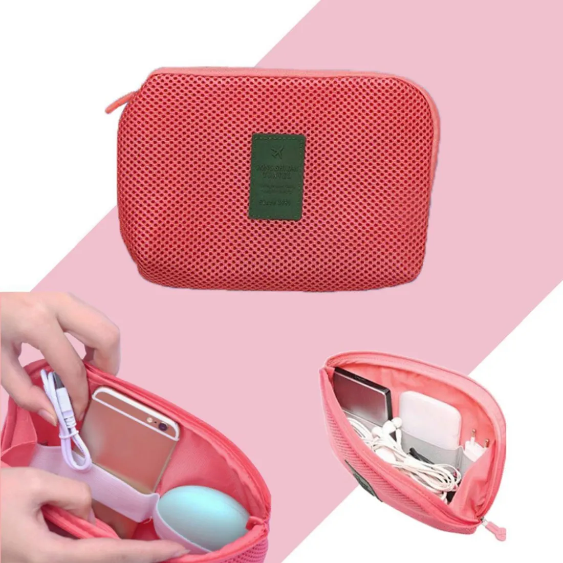 Cestovní organizér na elektroniku - růžový