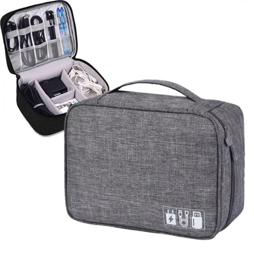 Cestovní organizér na elektroniku - šedý