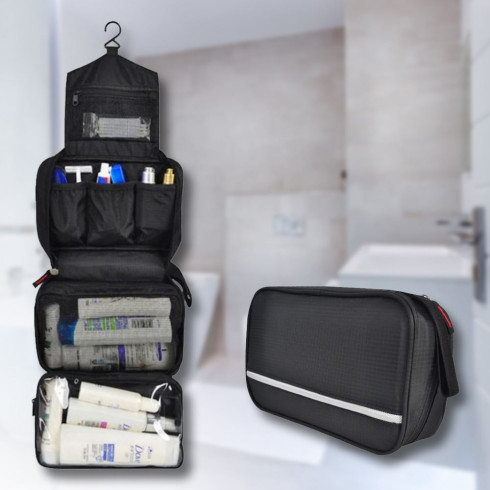 Cestovný organizér na kozmetiku, čierny závesný