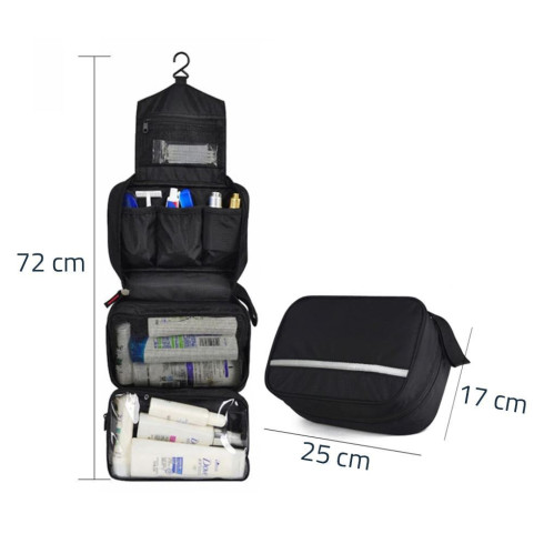 Cestovný organizér na kozmetiku, čierny závesný