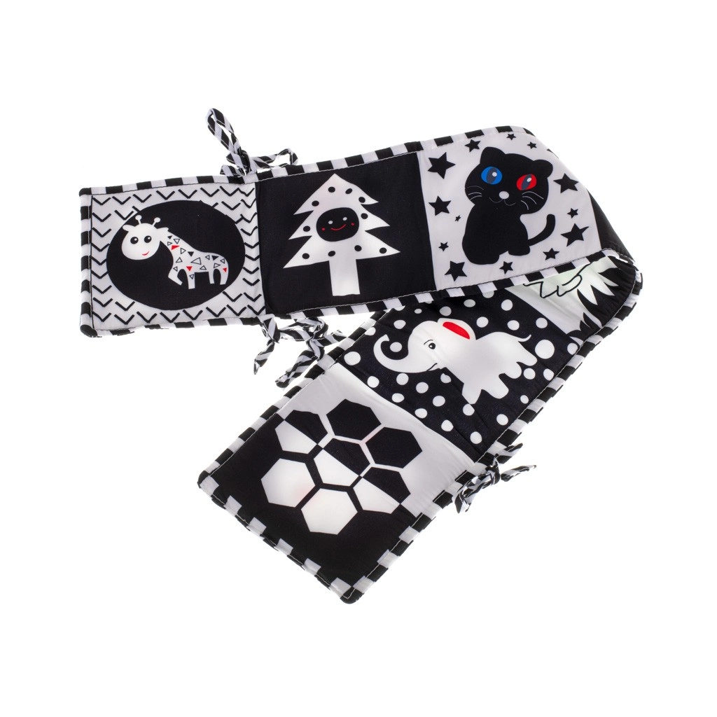 Chránič na postýlku - kontrastní senzorická kniha - černobílá