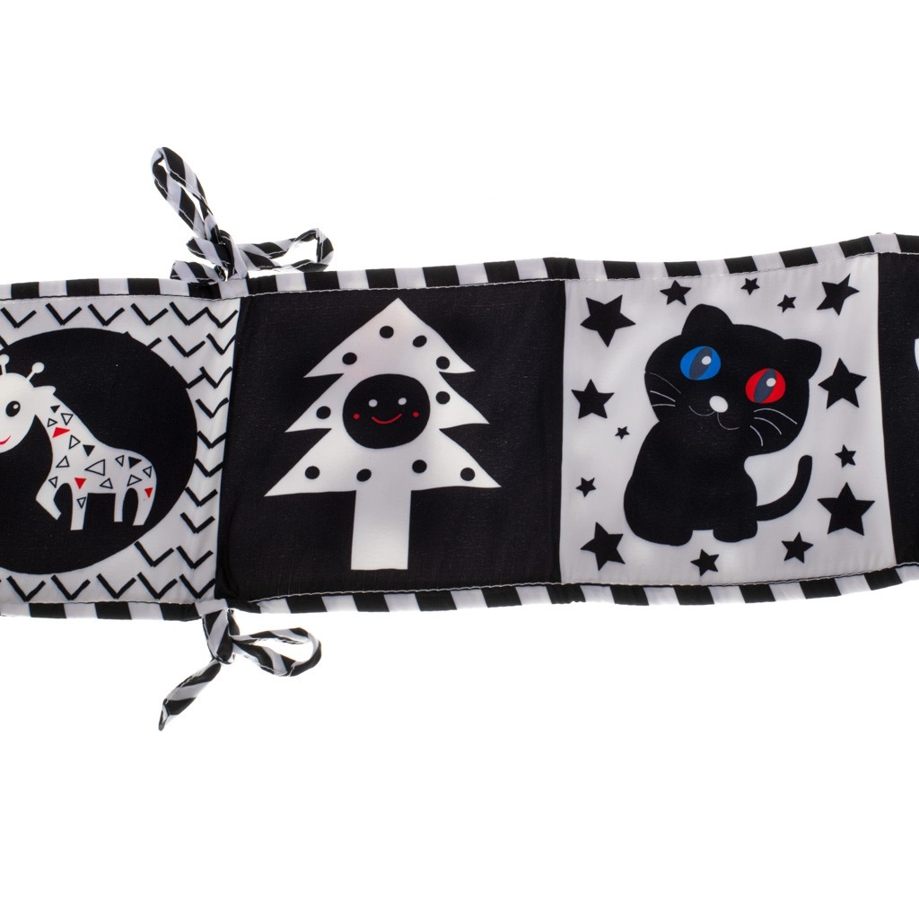 Chránič na postýlku - kontrastní senzorická kniha - černobílá