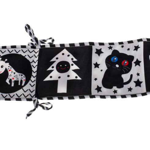 Chránič na postýlku - kontrastní senzorická kniha - černobílá