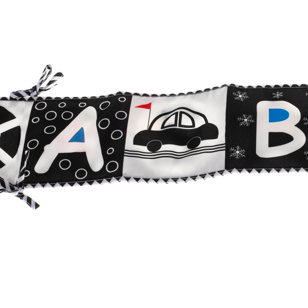 Chránič na postýlku - kontrastní senzorická kniha - černobílá, auto