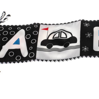 Chránič na postieľku - kontrastná senzorická knižka -  čiernobiela, auto